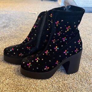 Betsy Johnson’s Embellished Black Ankle Boots
